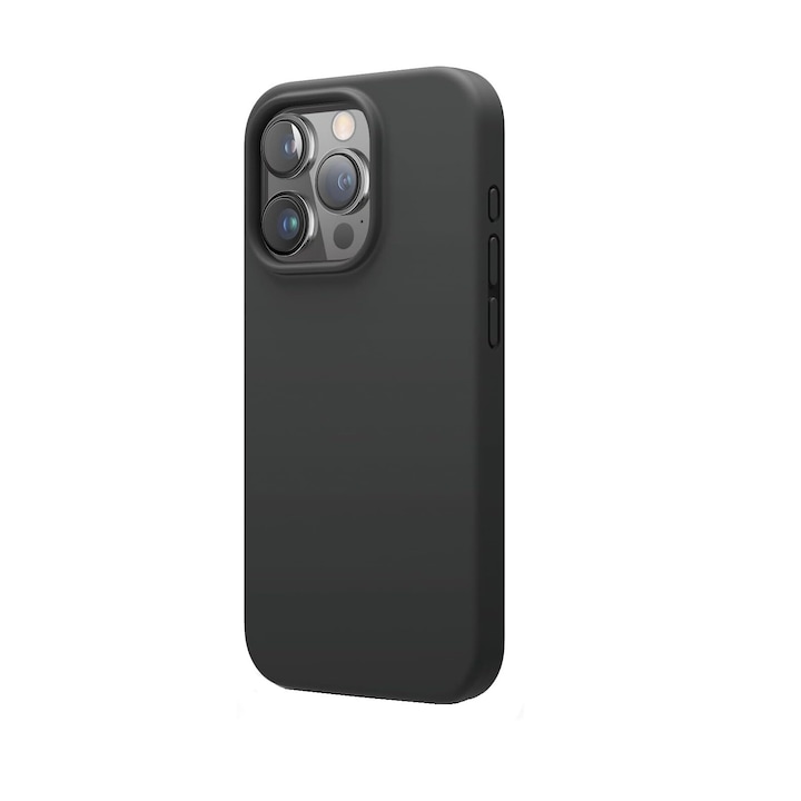 Husa protectie compatibila cu iPhone 16 Pro Max, ultra slim, silicon Negru, interior din microfibra, PlanetPhone