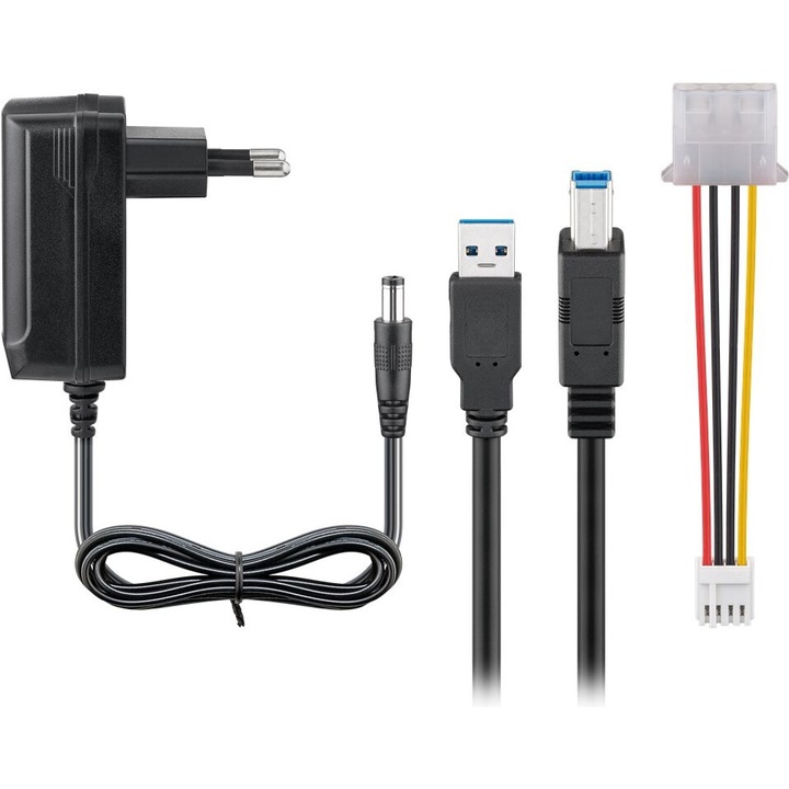 Adaptor USB 3.0, pentru HDD si SSD, 12V alimentare externa, cablu USB 3.0, 2.5 si 3.5 inch