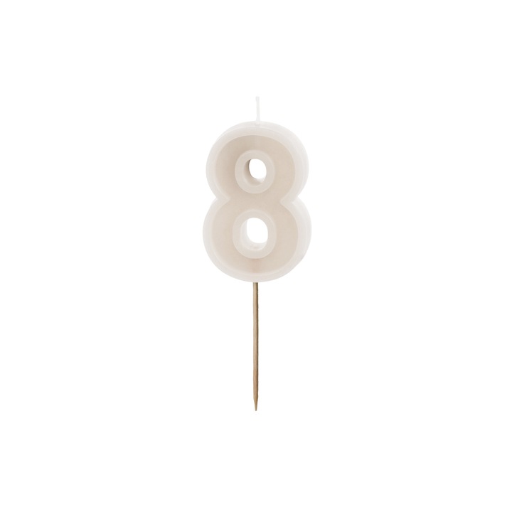 Lumanare pentru tort cifra 8 crem PartyDeco