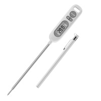 Termometru digital cu sonda, termometru de bucatarie profesional, plastic/otel inoxidabil, ecran LCD, rezistent la apa, potrivit pentru gatit, lichide, alimente, lapte, paine, ceara etc. -50°C - +300°C, alb