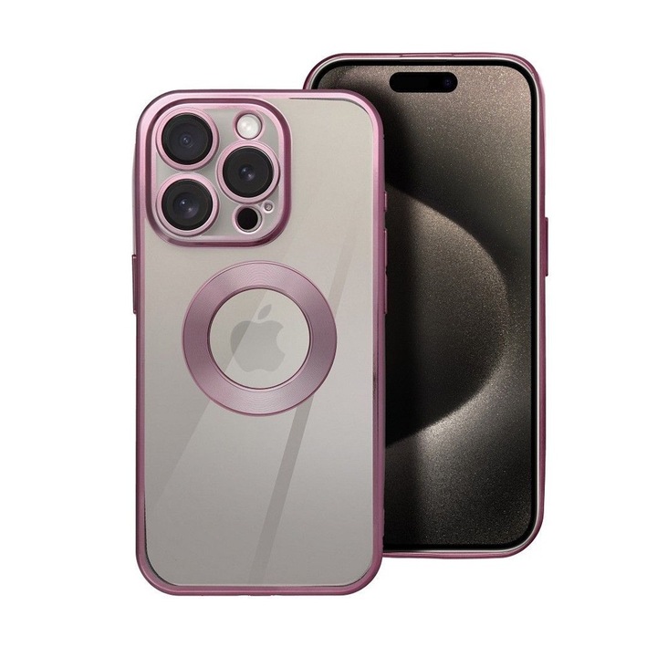 Защитен калъф LuxeFlair за Apple iPhone 16 Pro, OPTIM SOLUTION, структура против кондензация, гъвкав TPU, отличителен дизайн, AntiShock, Optim Core Tech, Camera Ultra Safe Protection, розов