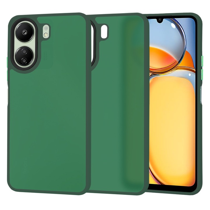 Кейс за Xiaomi Redmi 13C 4G, HaloFrost Series, I87, Поликарбонат, Среднощно зелен