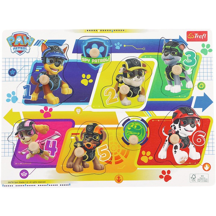 Пъзел Trefl - Paw Patrol, Дървен, 8 части