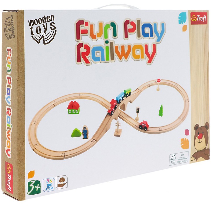 Комплект влакче Trefl, Дървен, Fun and play