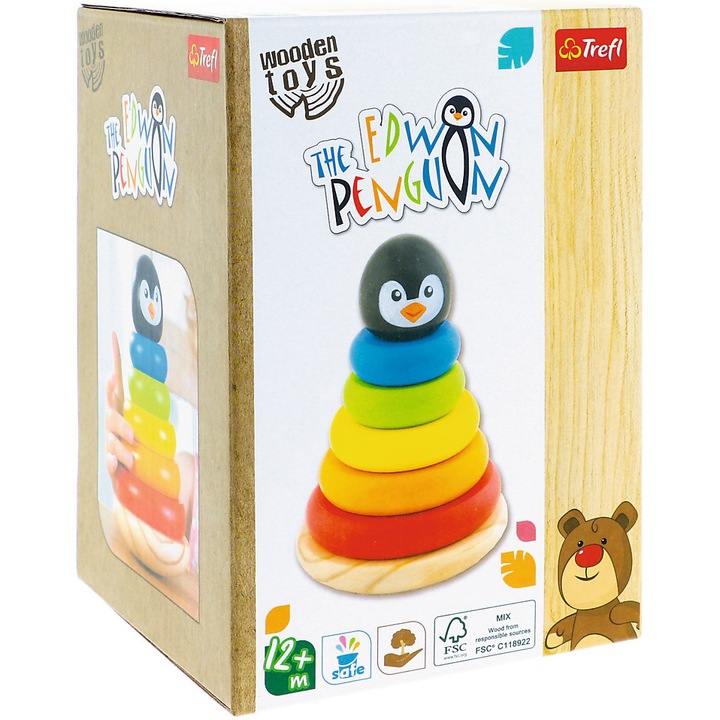 Дървена играчка Trefl, Пингвинът Едуин