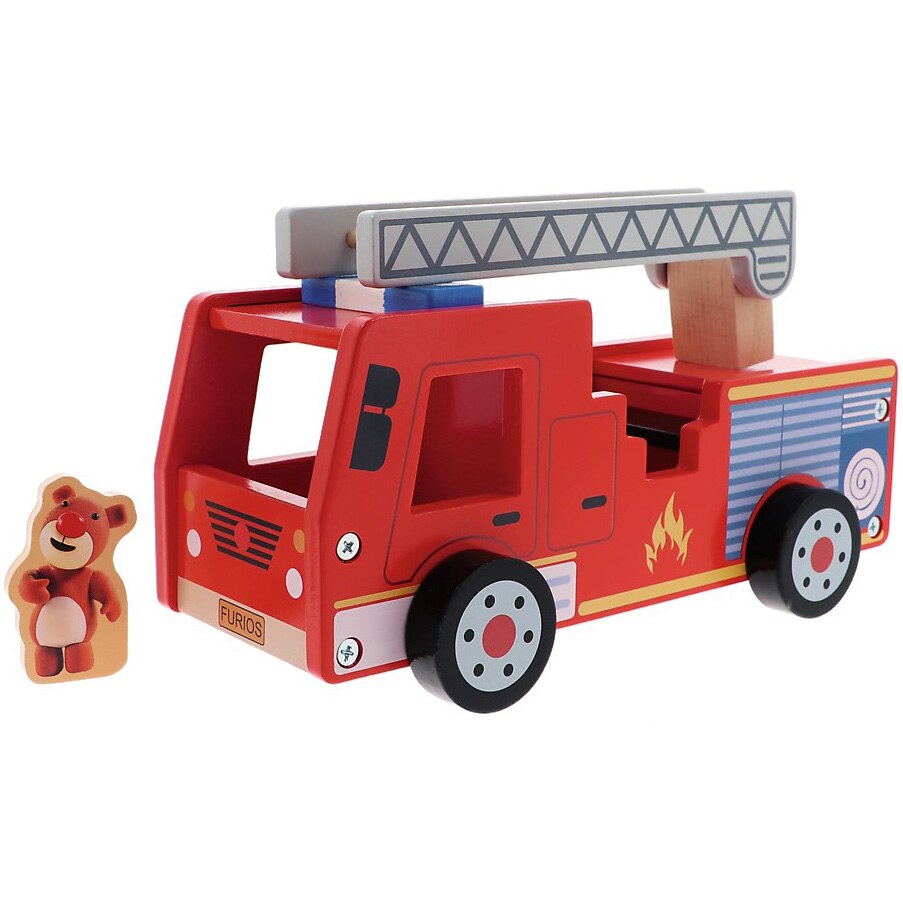 Jucarie din lemn - Masinuta de pompieri Trefl Babies and the Bear