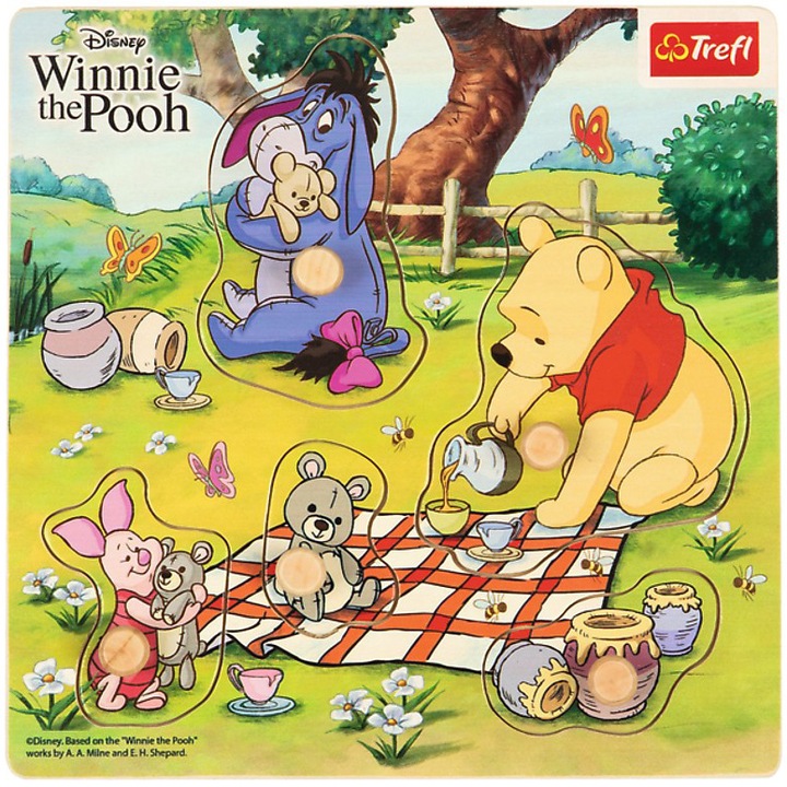 Puzzle din lemn Trefl - Piese Winnie The Pooh, 5 piese