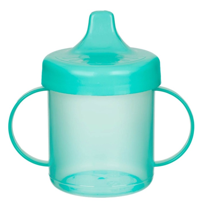 Cana Antrenament Honey Baby, Cioc Silicon, Manere, Plastic, Culoare Verde, Capacitate 230ml