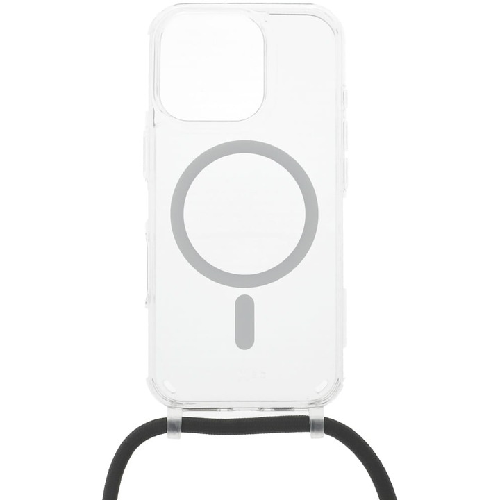Husa FIXED MagPure to Mag pentru iPhone 16 Pro, transparenta cu lanyard negru
