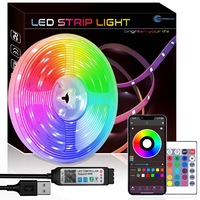 Kit de banda LED RGB, lumini colorate, lumini LED pentru dormitor, 10 m, telecomanda cu telecomanda si control prin aplicatie, potrivit pentru decorarea salii de petrecere acasa, colorat