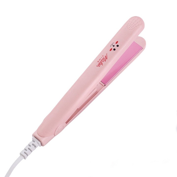 Placa de indreptat parul, portabil, 180C, invelis ceramic, 20W, 220V, roz