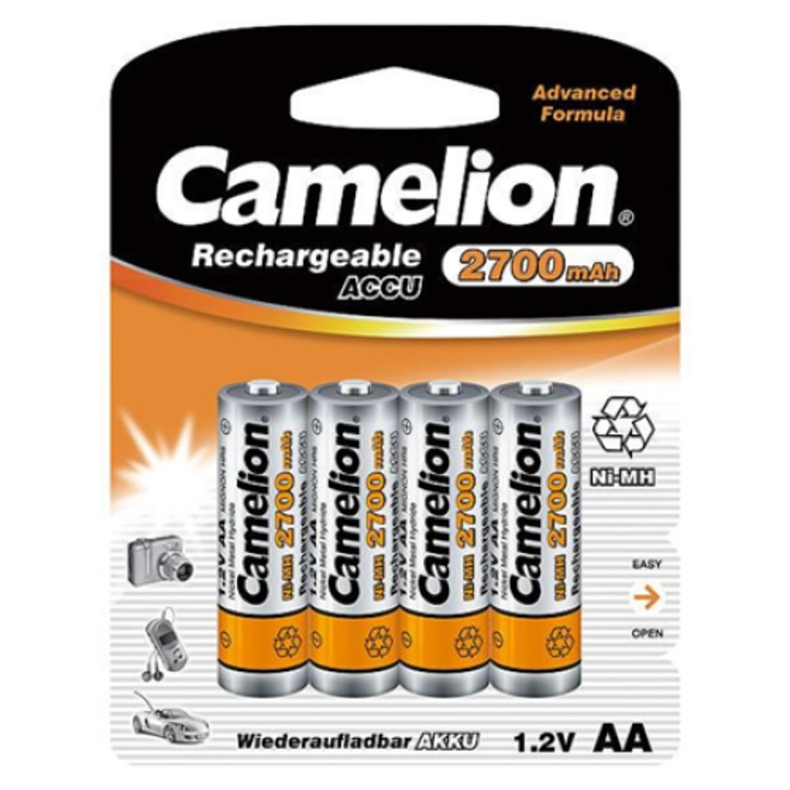 Set 4 baterii reincarcabile Camelion, AA/HR6, 2700 mAh
