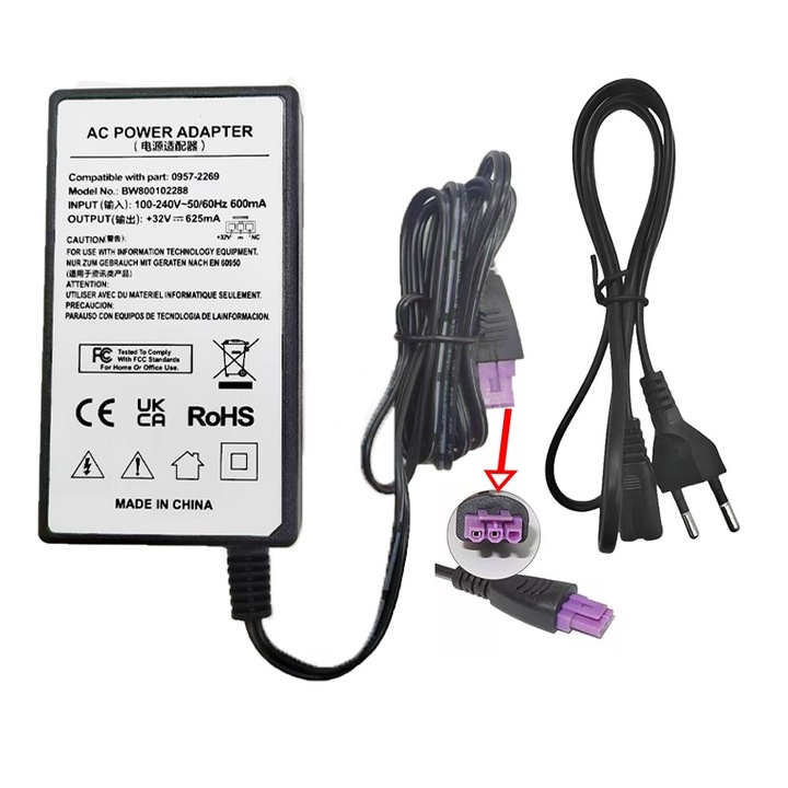 Adaptor de alimentare Imprimanta, Incarcator Imprimanta 32V 625mA, pentru Compatibila cu Imprimanta HP Deskjet D110 F4480 F4200 Series