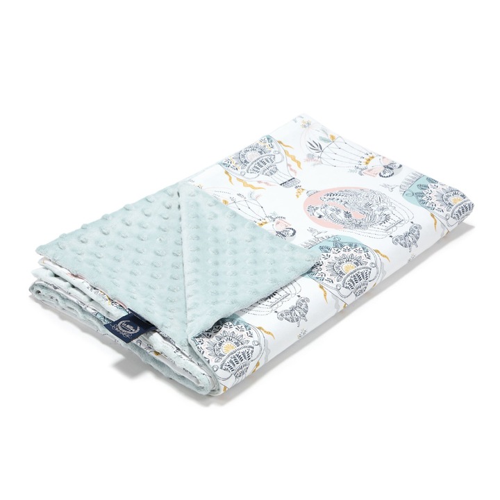 Бебешко одеяло La Millou Cappadocia Dream, 80x100 см, памук, цвят мента крем, за момче