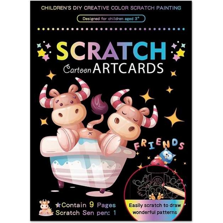 Set 9 planse razuibile, scratch, desene animate