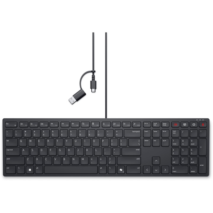 Клавиатура с кабел Dell KB525C, Черен