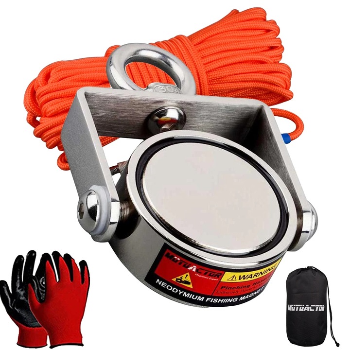 Magnet neodim, 300KG, set cu manusi si geanta de transport, forma sferica, 48mm