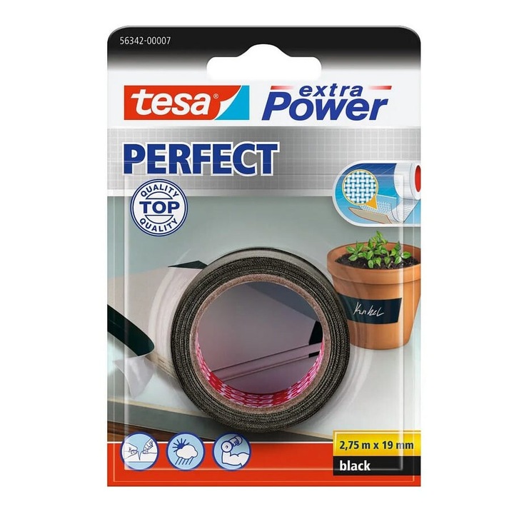 Banda adeziva pentru reparatii 2.5m x 19mm, Tesa Extra Power