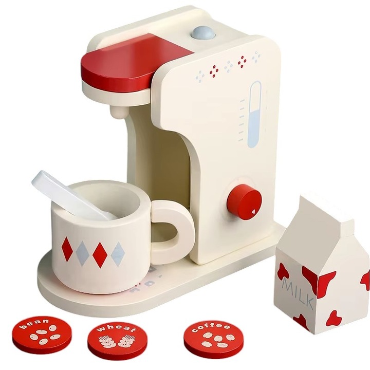 Set de joaca eco din lemn Malvys®, Cafeneaua din sufragerie, 8 piese