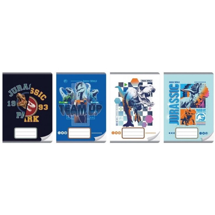 Set 10 caiete A5 32 file linie Jurassic Park, Beniamin, 156x213mm