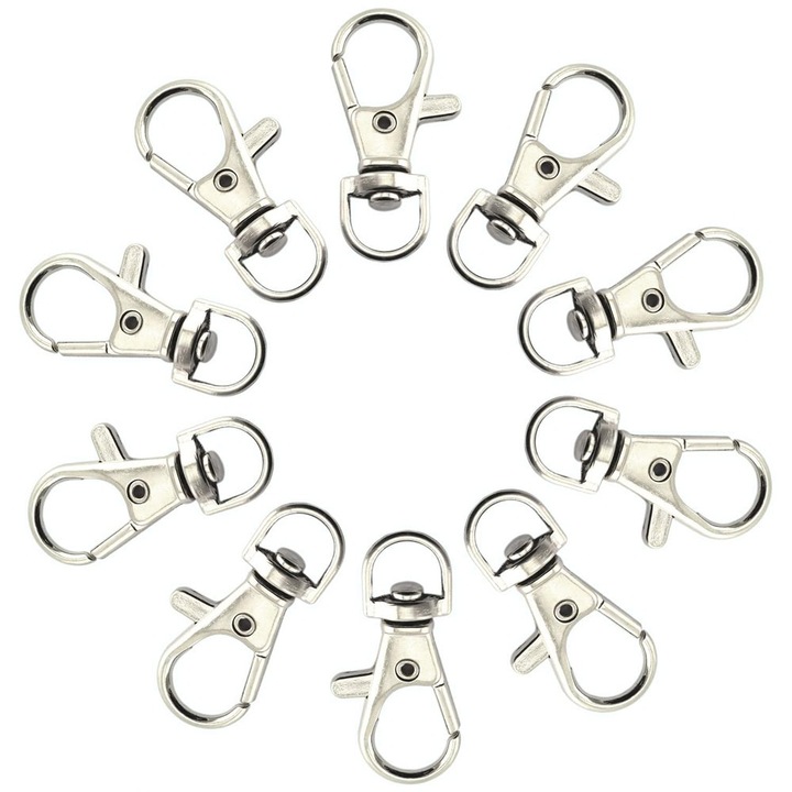 Kulcstartó karabiner füllel és forgófejjel - ezüst (100 db-os készlet), Createur