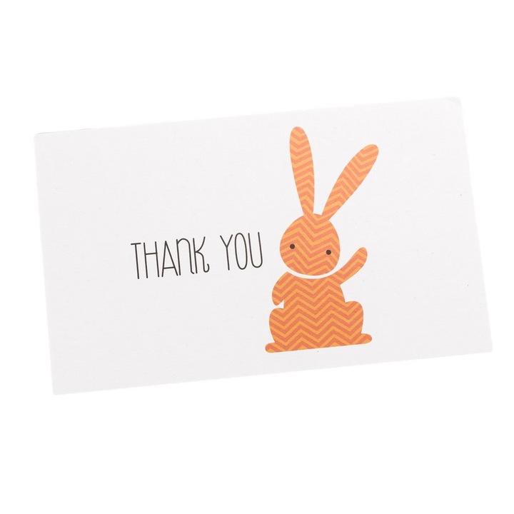 Felicitari hartie pentru copii cu mesaj Thank you - model iepuras (set 50 buc), Createur