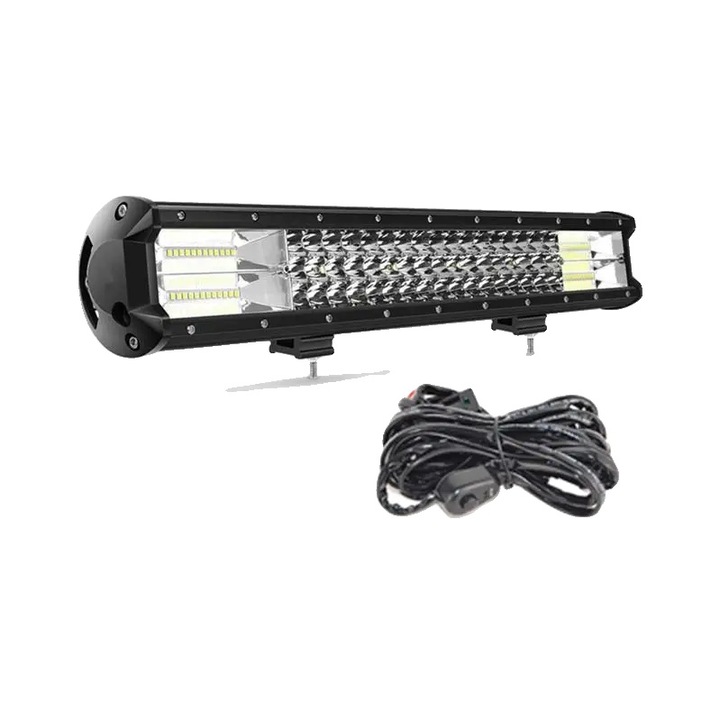 Bara LED 288W, 15.000 lumeni, alb cu kit de cabluri, 50,8cm, rezistent la apa IP67