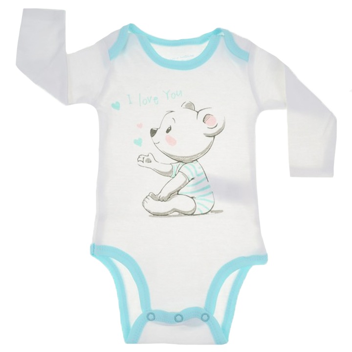 Body cu maneca lunga pentru baieti E Plus M 51013137-74-cm, Alb 49321