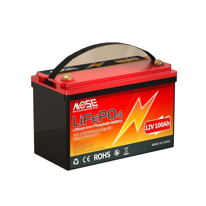 Baterie LiFePO4 12V 100Ah, 10Kg, cu BMS integrat, pentru sisteme solare