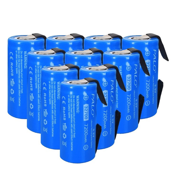 Батерия, LiFePO4 PALO 32700, 7200mAh, 3.2V, 32x70мм, 10 броя