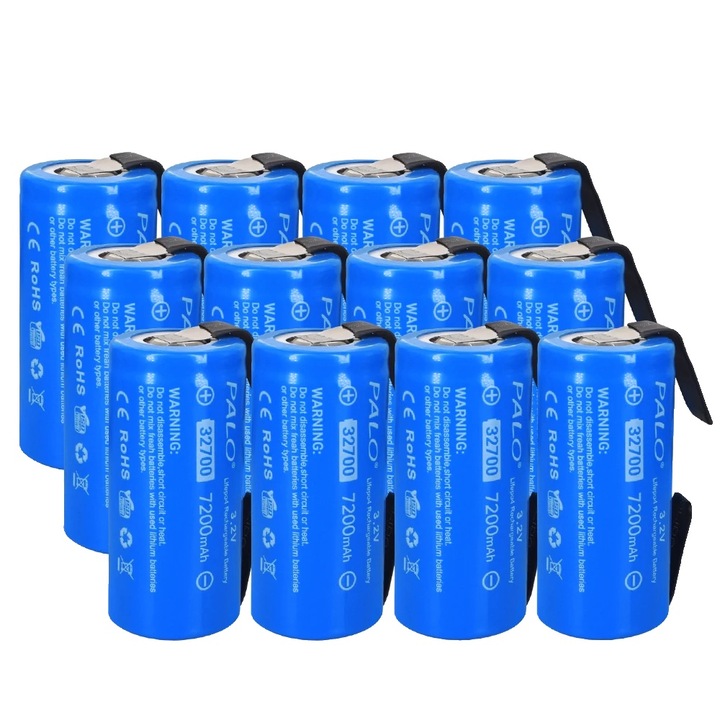 Baterie PALO 32700 LiFePO4, capacitate 7200 mAh, tensiune 3,2 V, 12 buc.