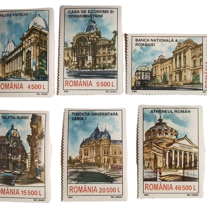 Сувенири Букурещ 2003, исторически сгради, комплект от 6 бр