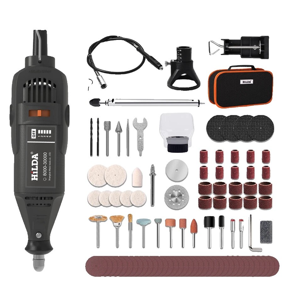 Mini elektromos fúró, csiszoló, 130 W, 10000 ford./perc, 92 darabos ...