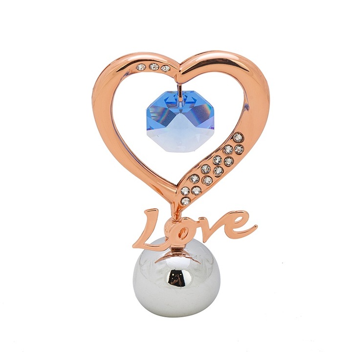 Сърце с надпис Love Димс-92, RY100, С компоненти на Crystal