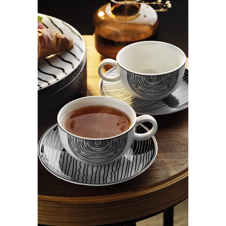 Kutahya kávészolgáltatás, 12 db, 6 személyes, fehér és fekete színben