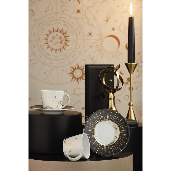 Kutahya kávészervíz, 4 db, 2 személyes, fehér és arany