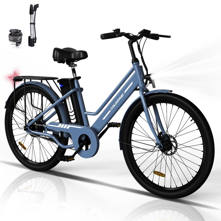 Elektromos kerékpár, COLORWAY, 26 hüvelyk, 250 W, 36 V, 12 Ah, kék
