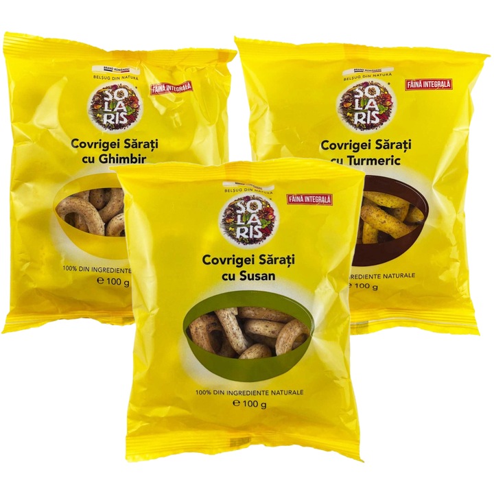 3 db-os sós perec (gyömbér + szezám+ Kurkuma) csomag, adalékanyag nélkül, tartósítószer nélkül, 100% természetes, 3x100g, Solaris Plant