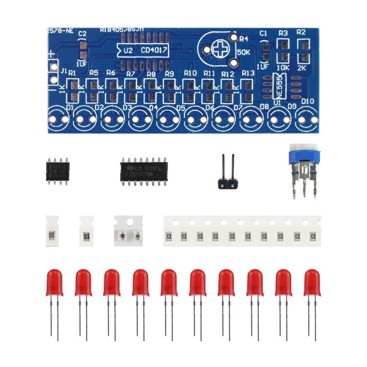 Kit LED rosu SMD, modul robotic, 1-4 LED-uri, frecventa ajustabila