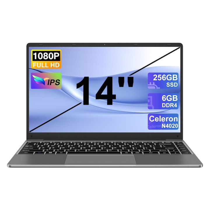 NOTODD N200 Laptop, Win 11 5G WiFi-vel, 14" 6GB RAM 256GB SSD 1TB SSD bővítés, Bluetooth 4.2 3.0 Port Transmission 1920 * 1080 FHD jó és Mini Multimedia Port-Pessimist