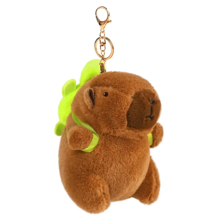 Capybara Plush cu broscuta VICTINY® maro/ verde 12 cm
