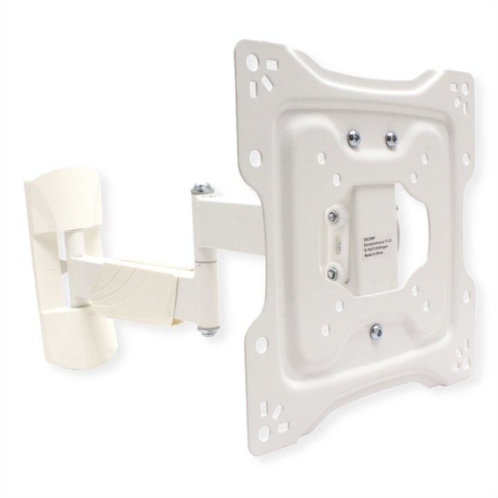 Стойка за телевизор Value, стенен монтаж, капацитет 25 кг, VESA съвместима 75x75mm, 100x100mm, 200x200mm, бяла