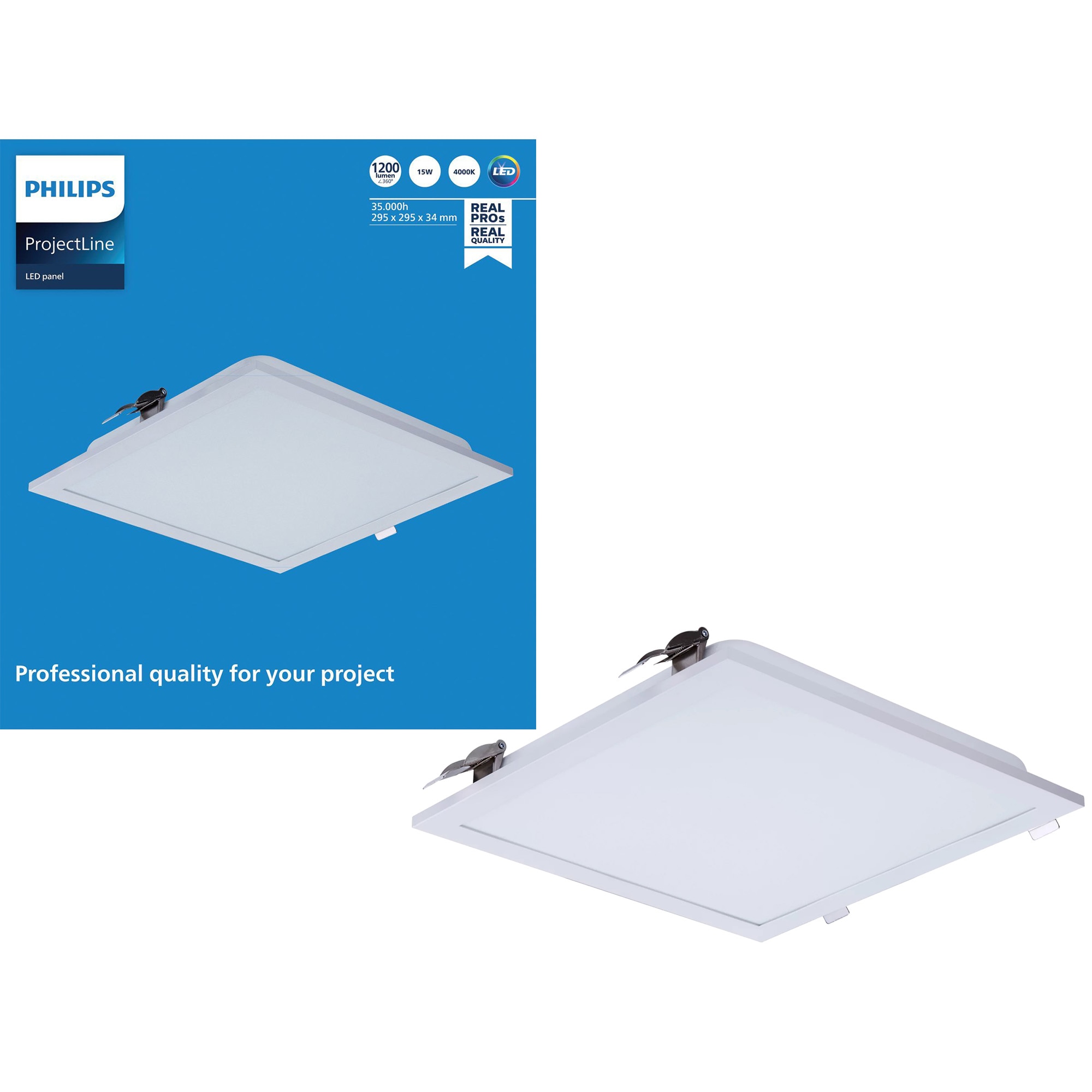 Panou LED incastrat Philips ProjectLine, 15W, 1200 lm, lumina