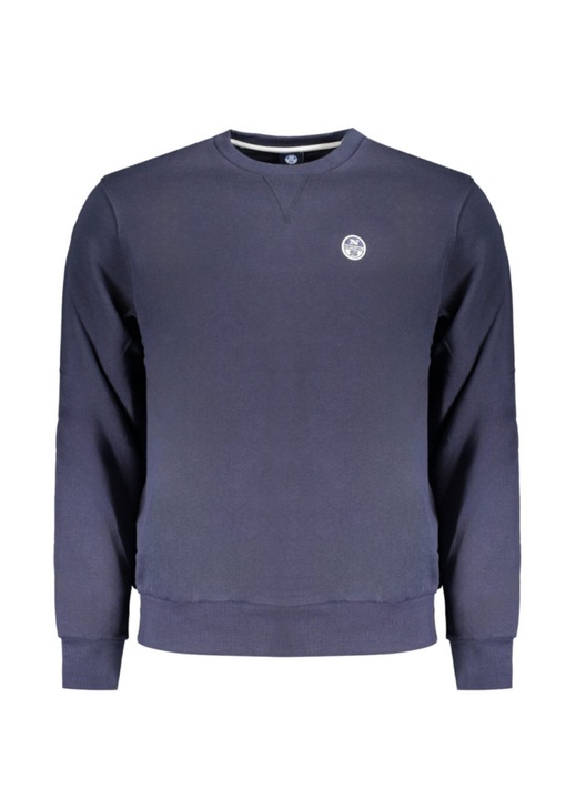 Bluza barbati fara fermoar cu decolteu la baza gatului si logo, Bleumarin, Bleumarin