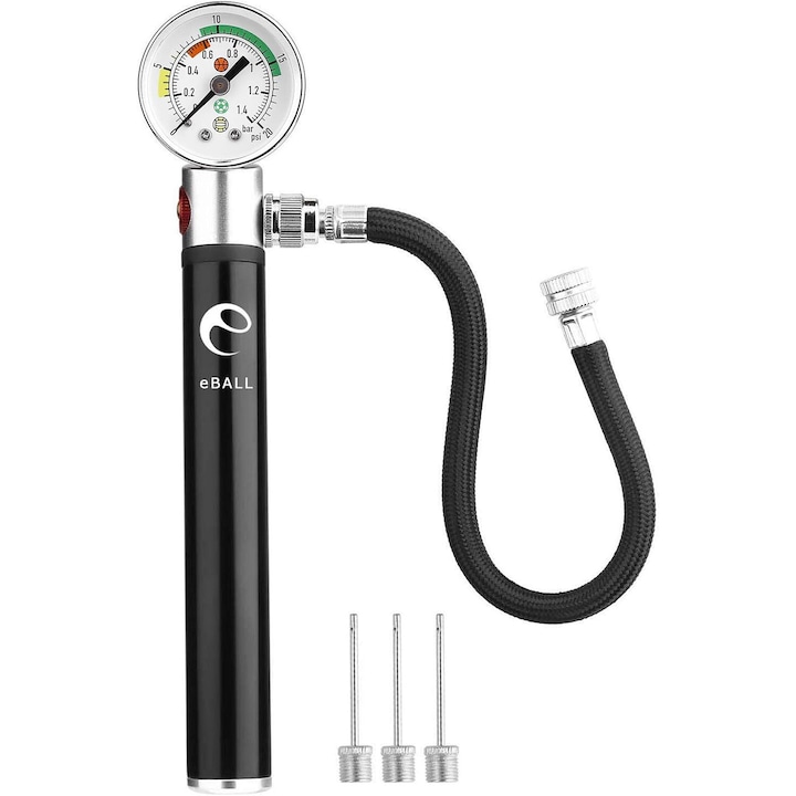 Compresor de aer portabil Enforose, corp metalic, manometru specific, set de adaptoare, 20 Psi, 8.1 inch