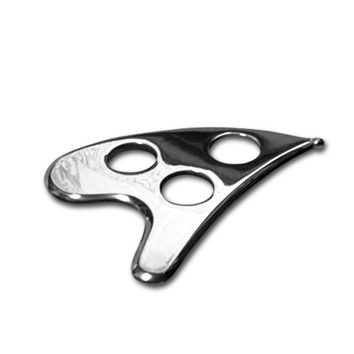 Aparat de masaj Gua Sha din inox, instrument profesional multifuncțional pentru față, gât și spate, pentru stimularea circulatiei sangelui si relaxarea tensiunilor musculare