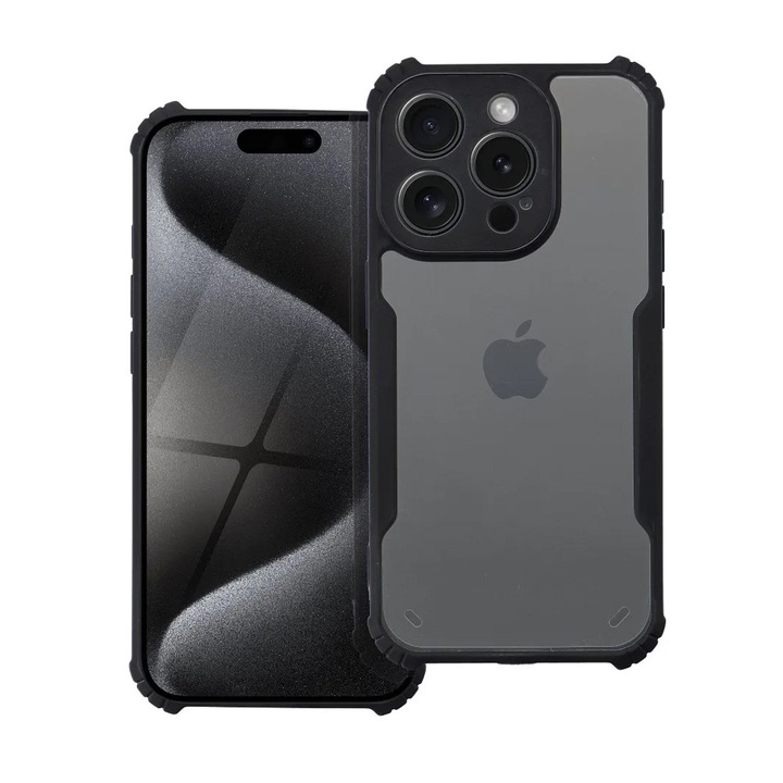 Husa de Protectie Anti-Drop Utmost pentru Apple iPhone 16 Plus, OPTIM SOLUTION, Flexible Thermoplastic Polyurethane Ultra Core Protection Technology, Acrylic Surface Design, Protectie Camera, Negru