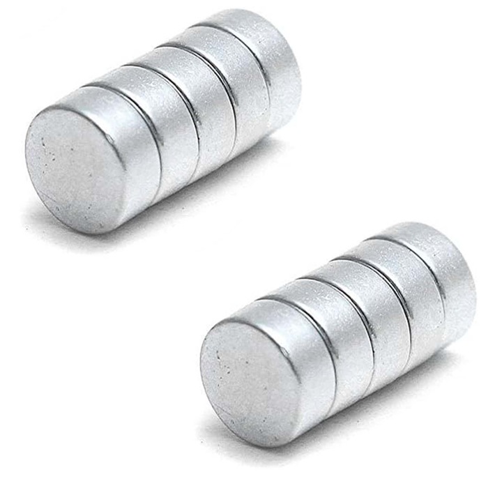 Set 10 magneti foarte puternici, gri, disc, simplu, pentru diferite activitati, 15 mm X 2 mm, dalimag