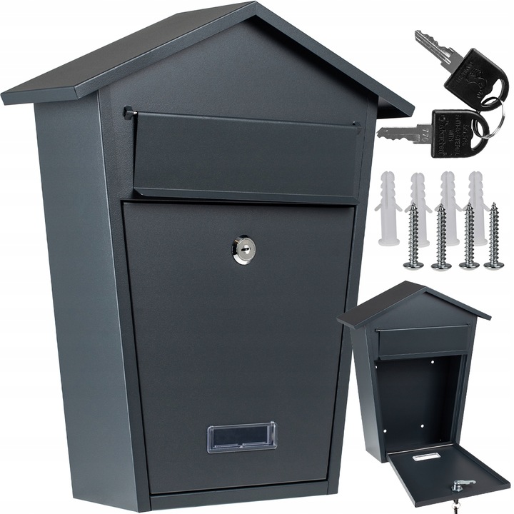 Cutie postala Chomik FINCH, 38x32x10, 5 cm, Antracit/Negru