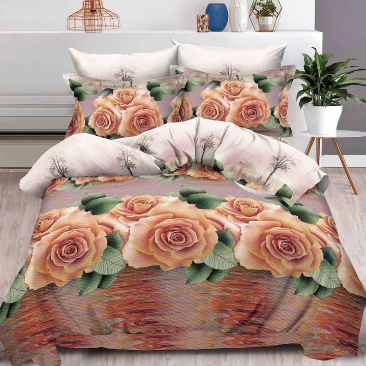 Dupla ágyneműgarnitúra, 6 részes, szatén pamut, 220 x 230 cm, tarka, Casa de Vis, B60-10